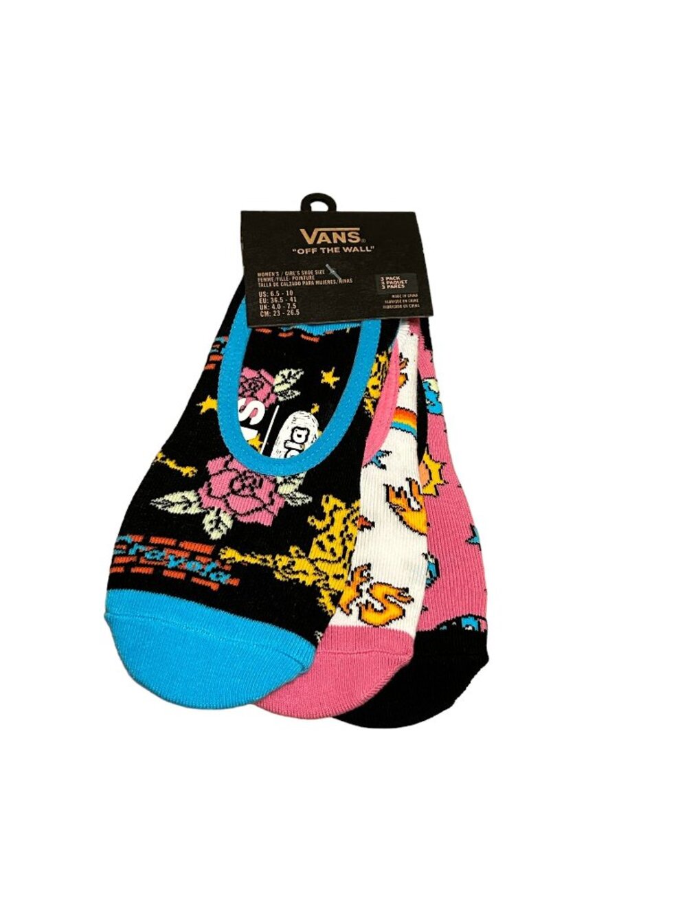 VANS x Crayola Ladies Sock Liners Size 6.5-10 Floral Rainbows Universe